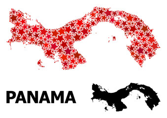 Red Star Pattern Map of Panama
