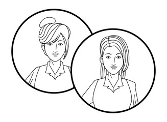 businesswomen avatar profile picture in round icons black and white
