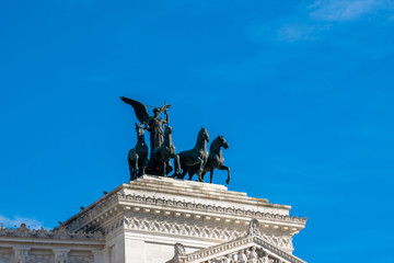 Quadriga on top of Monument Vittorio Emanuele, Altare della Patria,  Piazza Venezia, Rome Italy