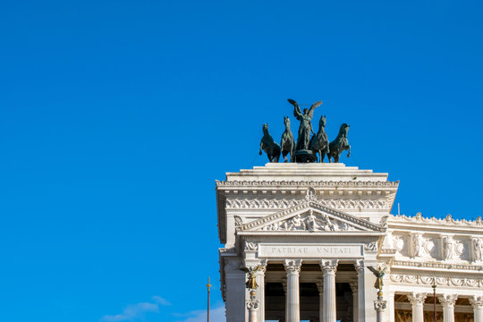 Quadriga on top of Monument Vittorio Emanuele, Altare della Patria,  Piazza Venezia, Rome Italy