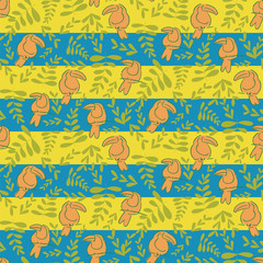 pink toucan stripes repeat pattern design