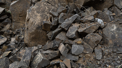 Cracks in the cave in basalt rocks