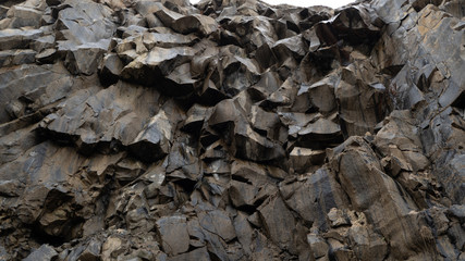 Cracks in the cave in basalt rocks