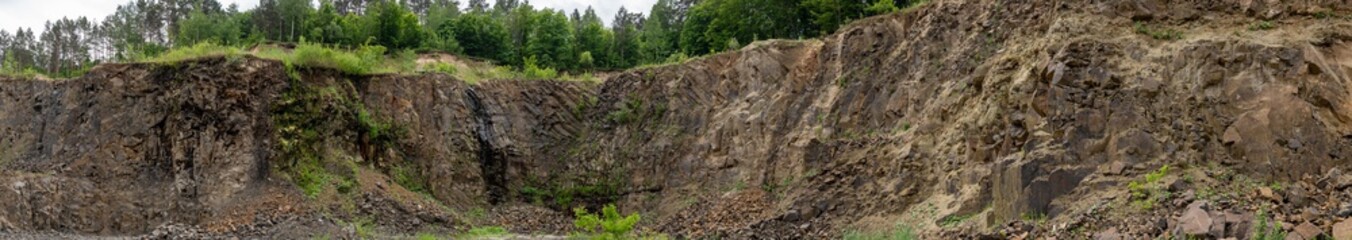 Fototapeta premium A panorama of a basalt stone quarry