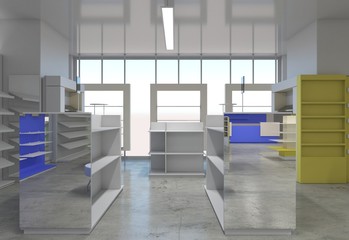shop, store, shopping mall, interior visualization, 3D illustration