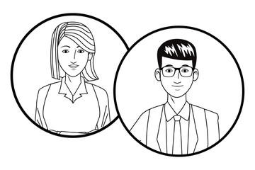 Fototapeta premium business couple avatar profile picture in round icons black and white