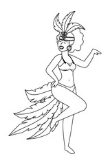 woman celebrating brazil carnival in black and white