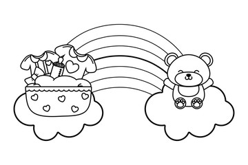 baby elements icons in black and white