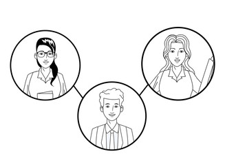 group of business people avatar profile picture in round icon black and white