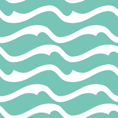 Bold ocean waves seamless pattern in turquoise and white. Great for beach and spa, destination wedding invitations, summer events and celebrations,home decor, fashion and and textiles. Vector.
