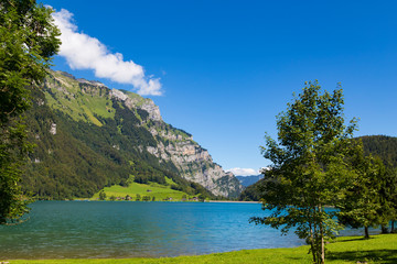 Mountain lake Klontalersee. Glarus Canton.  Switzerland.