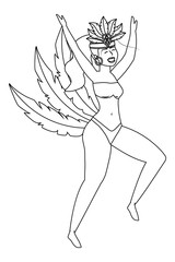 woman celebrating brazil carnival in black and white