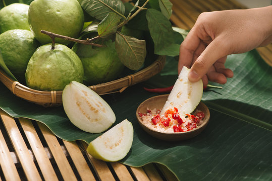 Fresh guava with salt and chili