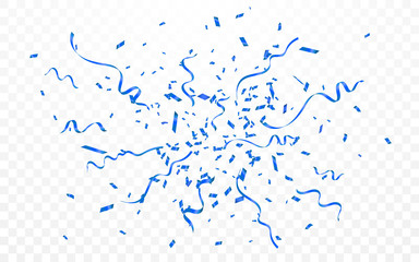Blue confetti. Celebration carnival ribbons. Luxury greeting card. Vector illustration
