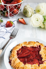 Fresh strawberry almond galette - homemade bakery