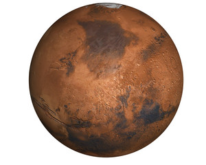 Highly detailed Mars planet of solar system isolated on white background. Elements of this image...