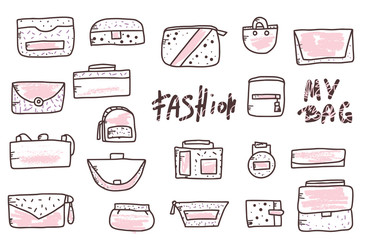 Set of hand bags. Vector design illustration.