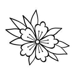 Cherry blossom. Oldschool traditional tattoo element. Vector clipart.Good for printing stickers and transfer tattoos. back to school theme