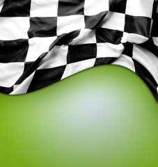 Checkered flag on green