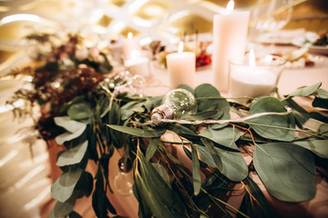 Decorated meadow for wedding ceremony.