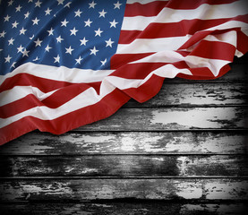 American flag on boards