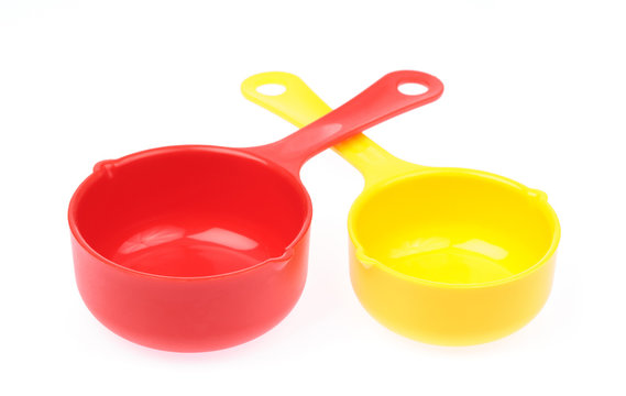 set of plastic scoop utensil  isolated on white background