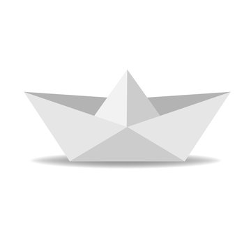 white paper boat, ship, hand-made. vector illustration