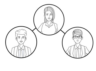 group of business people avatar profile picture in round icon black and white