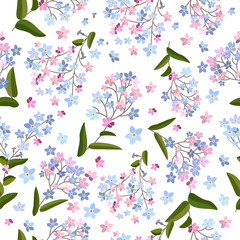 Fototapeta premium Forget-me-not flowers. Flower seamless pattern