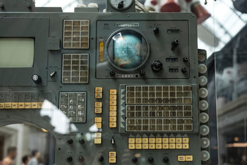 Fototapeta premium Old navigation bar, control. VDNH exhibition in pavilion space, space and aerospace engineering