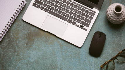 Office desk table with a lap top