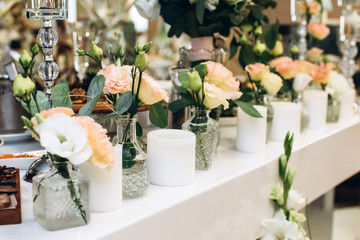 Decorated meadow for wedding ceremony.