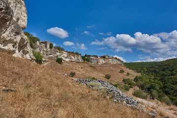 Fototapeta na wymiar Russia. Crimea. Chufut-kale. The southern edge of the Besh Kosh plateau. East view