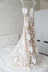 Luxurious wedding dress in white