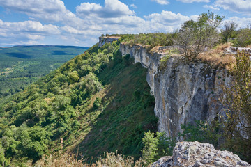 Russia. Crimea. Chufut-kale. Biyuk-Ashlama-Dere valley and Besh-Kosh plateau. East view
