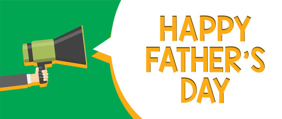 Text sign showing Happy Father s is Day. Conceptual photo time of year to celebrate fathers all over the world Indication announcement alarming signalling speaker circle symbol warning