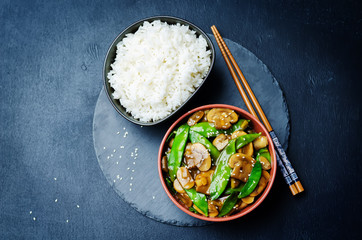 Snap peas Mushrooms Stir Fry with rice