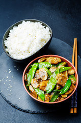 Snap peas Mushrooms Stir Fry with rice