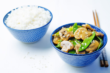 Snap peas Mushrooms Stir Fry with rice