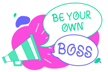 Writing note showing Be Your Own Boss. Business photo showcasing Entrepreneurship Start business Independence Self-employed Creative multiple bubble cloudy curly design text lines messages idea