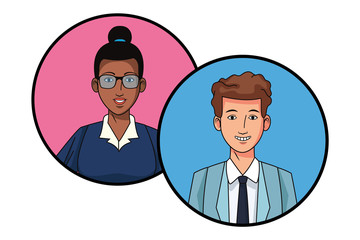 business couple avatar profile picture in round icons
