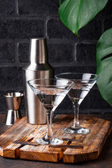 Two glasses of martini cocktail