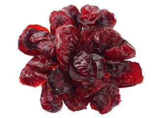 Cranberry isolated on white background. top view