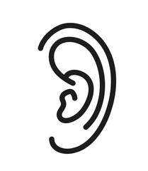 Ear on a white background. Silhouette. Vector illustration. 