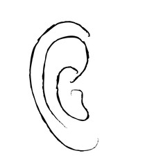 Ear silhouette on a white background. Vector illustration.