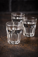 Glasses of Russian drink vodka