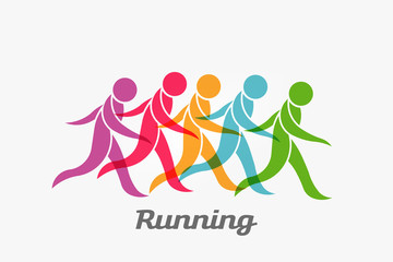 Running people sport and activity. Vector Logo