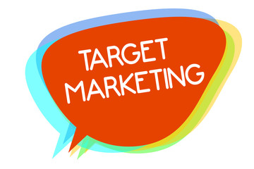 Conceptual hand writing showing Target Marketing. Business photo showcasing Audience goal Chosen clients customers Advertising Multiline text layer design pattern red background think