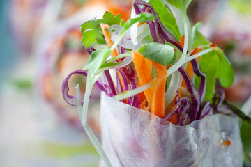 Japanese vegan sushi in rice paper (spring rolls)