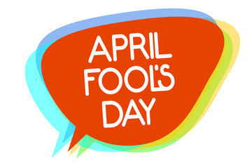 Conceptual hand writing showing April Fool s is Day. Business photo showcasing Practical jokes humor pranks Celebration funny foolish Multiline text layer design pattern red background think